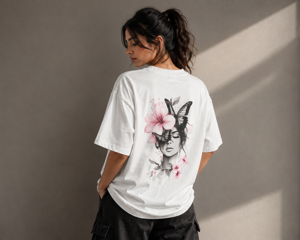 Dropout Bloom Butterfly Oversized T-Shirt – White