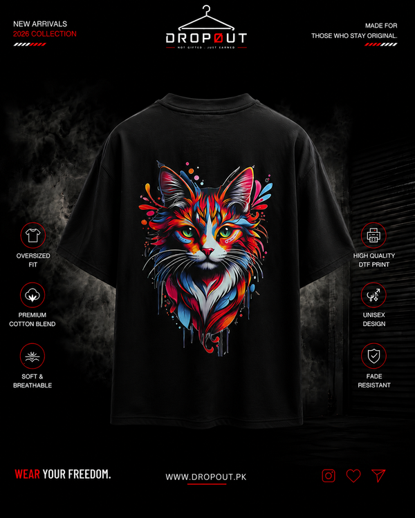 Dropout Feline Aura Oversized T-Shirt –